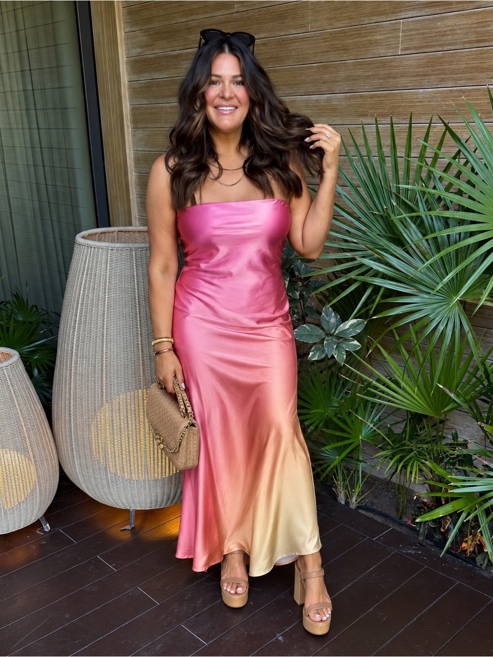 12Th Tribe Natalia Pink Sorbet Strapless Maxi Dress
